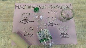 Weihnachtsdeko aus leeren Gläsern, Plastikflaschen und Klorollen