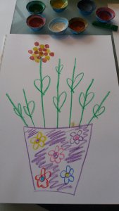 Blumenbild mit Fingerabdrücken