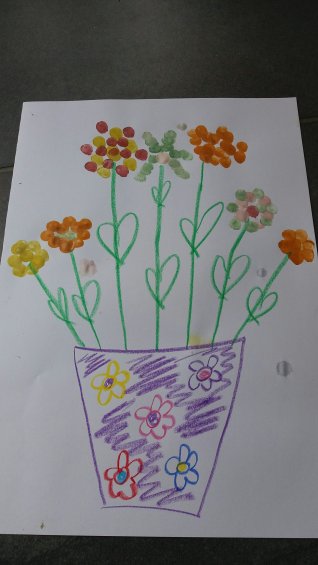 Blumenbild mit Fingerabdrücken