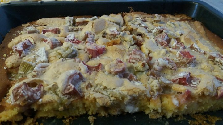 Blechkuchen Rhabarber mit Baiser