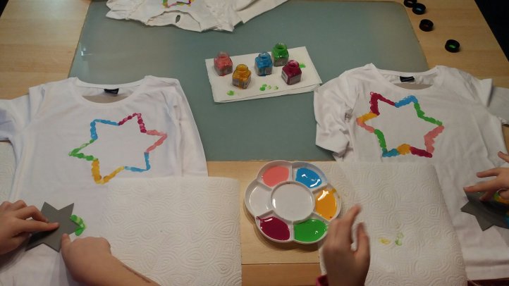 T-Shirt selbst gestalten mit Schablone und Stoffmalfarben