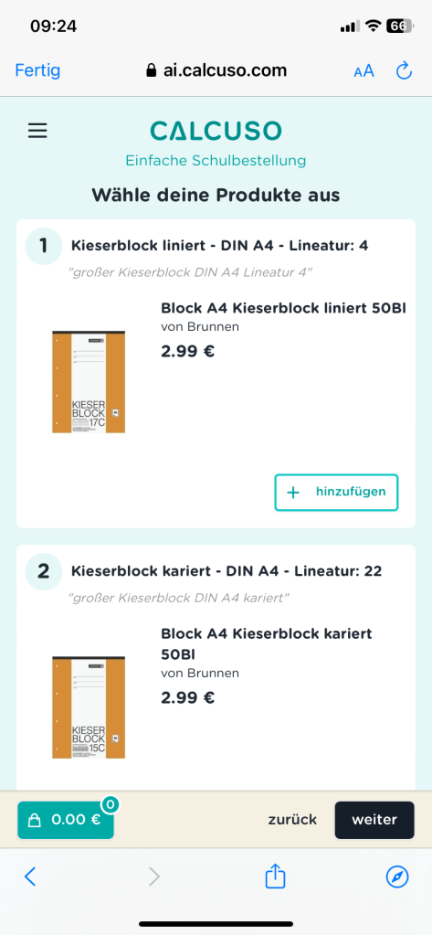 CALCUSO SChulmaterial online mit KI bestellen