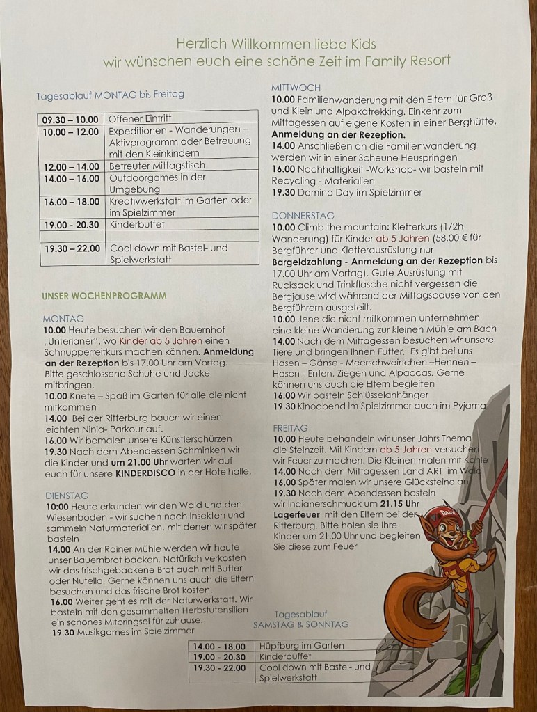 Kinderprogramm Family Resort Rainer